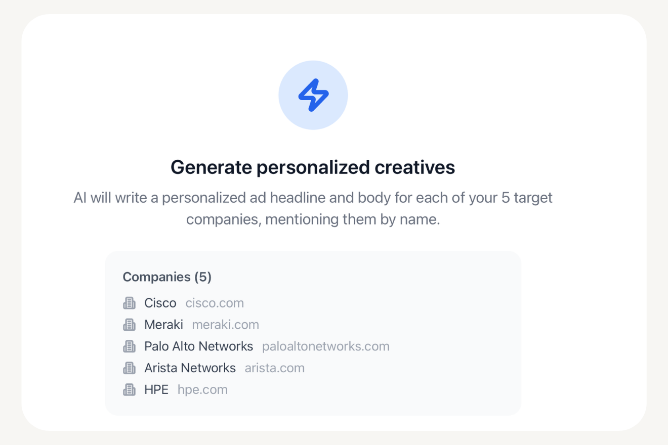 RevScope campaign builder generating personalized creatives